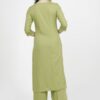 Women Green Yoke Design Keyhole Neck Thread Work Kurta - Image 5