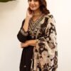 Ethnic Motifs Embroidered Regular Thread Work Kurta with Salwar & Dupatta - Image 4
