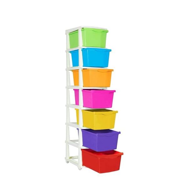 GROZNOL 6 XL Plastic Modular Drawer System for Home, Office, Hospital, Parlor, School, Doctors, Home and Kids, Product Dimension When assembeled (31cmx39cmx116cm) (6XL) (Multi-colour) - Image 2