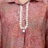 Ethnic Motifs Printed Shirt Collar Lace Insert A-Line Kurta - Image 7