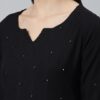 Women Black Embroidered Kurta - Image 3