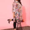 Plus Size Typography Printed Boxy Sheer Casual Shirt - Image 2