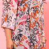 Plus Size Typography Printed Boxy Sheer Casual Shirt - Image 3