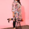Plus Size Typography Printed Boxy Sheer Casual Shirt