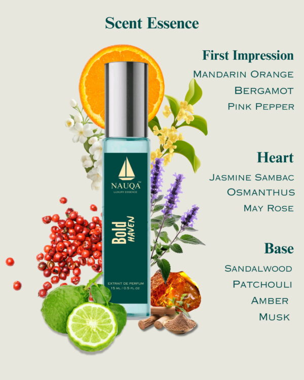 NAUQA™ BOLD HAVEN – Unisex Extrait De Parfum | Luxury Long-Lasting Fragrance | Citrusy, Spicy, Floral, Woody & Musky Notes | Premium Gift for Men & Women - Image 8