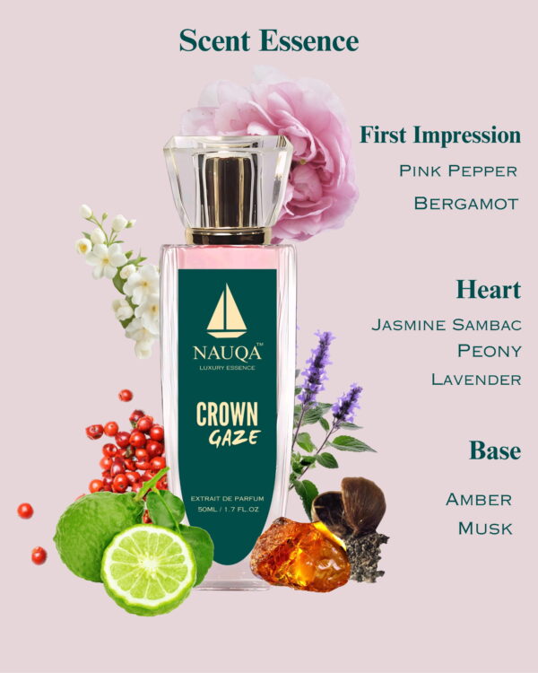 NAUQA  CROWN GAZE — Luxury Floral & Musky Perfume for Women I Extrait de Parfum I Long-Lasting & Elegant Scent | Premium Gift for Her - Image 2
