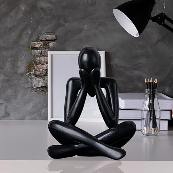 Street27® 4pcs Decorative Abstract Thinker Men Statue showpiece Set | Home Decor Items|Premium PVC Modern Art showpiece for Home Decor Living Room Bedroom Bookshelf Desktop Table Office Gift (Black) - Image 6
