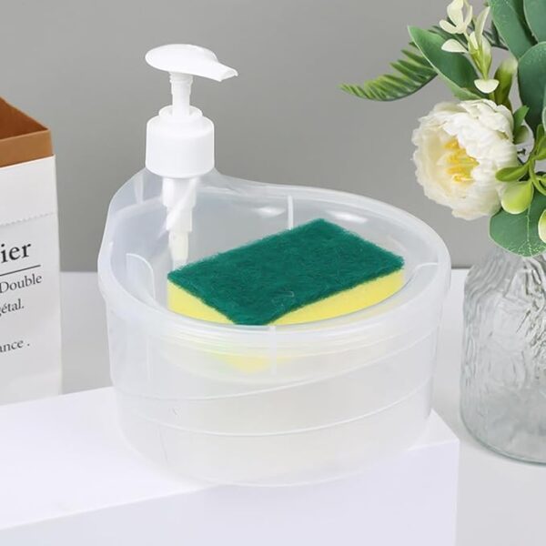 SWAPKART Double Layer Soap Dispenser for Bathroom Accessories Dishwasher Liquid Holder Liquid Dispenser Pump with Sponge Holder Kitchen Sink Accessories Items(Multi Colour) Plastic