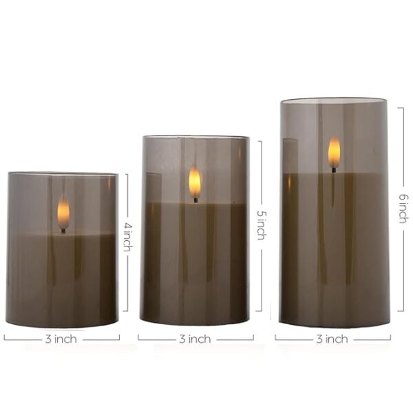 Amazon Basics Flameless LED Candles with Remote Controller & Timer | Golden Acrylic Fiber Glass | Set of 3 | (Smoked Grey) - Image 2