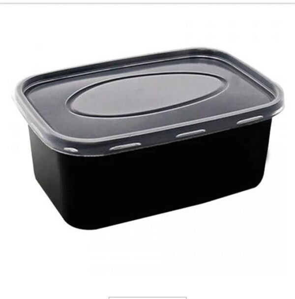 Tia Crafts Black container with lead for Food storage microwave safe, kitchen storage, Reusable plastic containers for food delivery, Fridge storage container (1000 ml - Pack of 15)