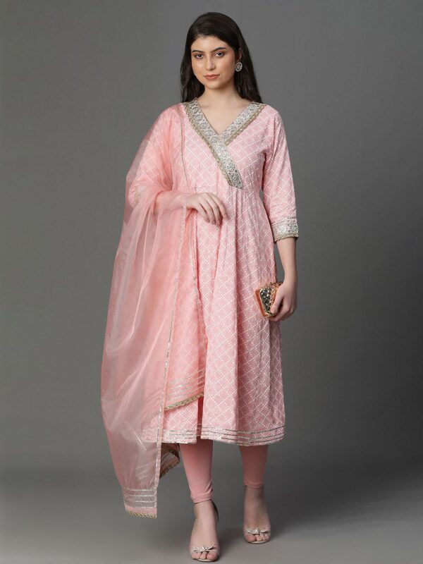 Women Printed Woven Design Anarkali Dress - Image 3