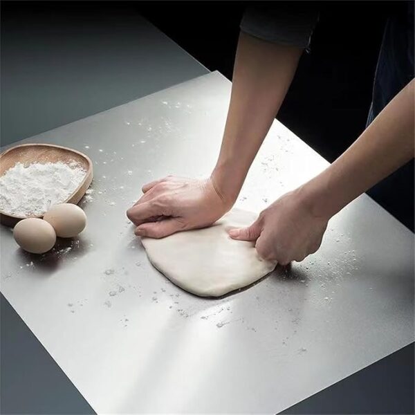 Vasukie 304 Stainless Steel Chopping Board for Kitchen | Non Slip| Rust Proof | Easy to use| Round Edge| Heavy Duty Chopping Board Vegetable, Meats Vegetable Chopper Board Safe Durable (Table TOP) - Image 3