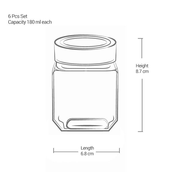 Treo By Milton Cube Storage Glass Jar, Set of 6, 180 ml Each, Transparent, BPA Free, Storage Jar, Kitchen Organizer Modular, Multipurpose Cookies Jar - Image 5