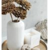 SPHINX Ribbed Pipe Ceramic Vase, Flower Vase, Pampas Grass Vase, Vase for Money Plant Live Plants, Vase Home Decor Centrepiece Decor for Home, Office, or Gifts VASE ONLY NO Flowers- (White, 6 Inch) - Image 3