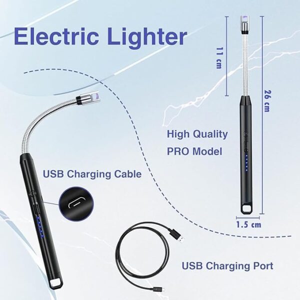 BELOXY USB Plasma Rechargeable Electric Gas Lighter for Kitchen, Pooja Room, Candles, BBQ, Multi Purpose - 360 Degree Flexible & Windproof - Image 3