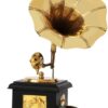 JaipurCrafts Premium Sparkle Square Gramophone Showpiece - 23 cm (Brass, Brown, Gold) (Black, Gold) (Black, Gold) - Image 4