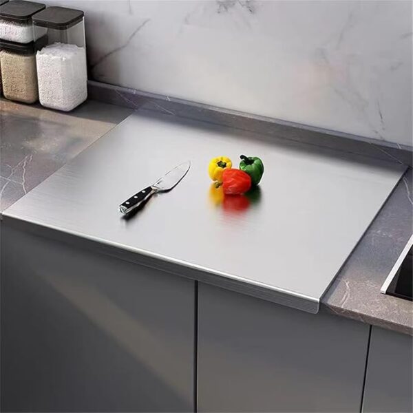 Vasukie 304 Stainless Steel Chopping Board for Kitchen | Non Slip| Rust Proof | Easy to use| Round Edge| Heavy Duty Chopping Board Vegetable, Meats Vegetable Chopper Board Safe Durable (Table TOP)