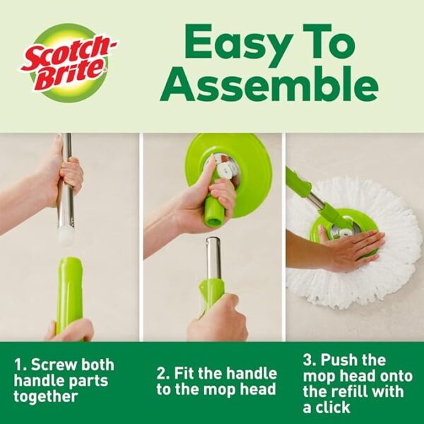 Scotch-Brite 2-in-1 Bucket Spin Mop (Green, 2 Refills), 4 Pcs - Image 7