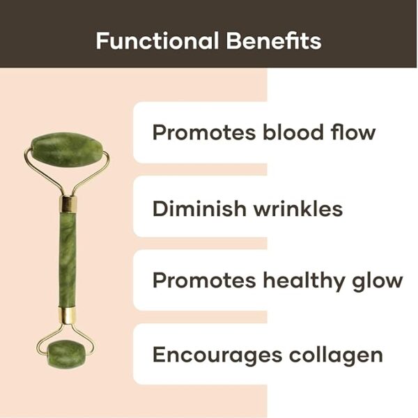 mars by GHC Jade Roller & Gua Sha Massager Combo, Natural Jade Stone, Improves Facial Micro Circulation, Reduces Puffiness & Wrinkles, Improves Skin Elasticity - Image 3