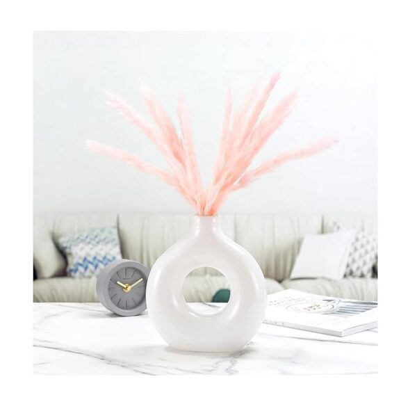 SPHINX Ceramic Donut Vase, Flower Vase Pampas Grass Vase, Vase Home Decor Centrepiece Decor for Home, Office, or Gifts-Vase Only - (White, 6 inch) - Image 7