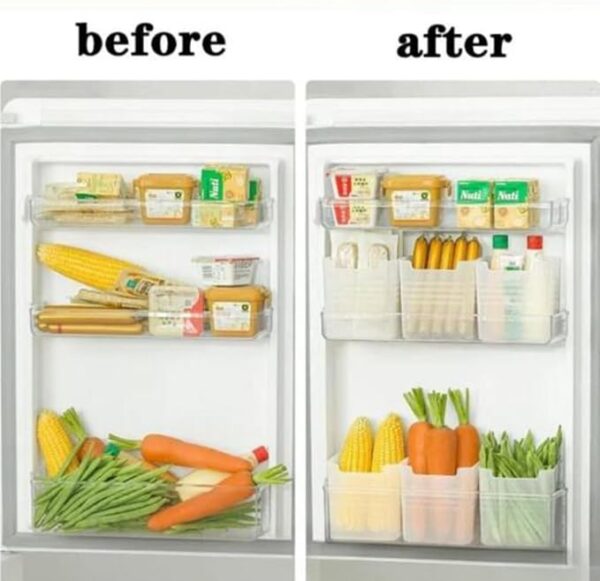 Skylike 6 fridge Storage Boxes Multipurpose Containers for Storage Fridge Storage Containers Refrigerator Side Door Organizer for Fridge kitchen Fruits, Vegetables Storage Containers - Transpar - Image 3