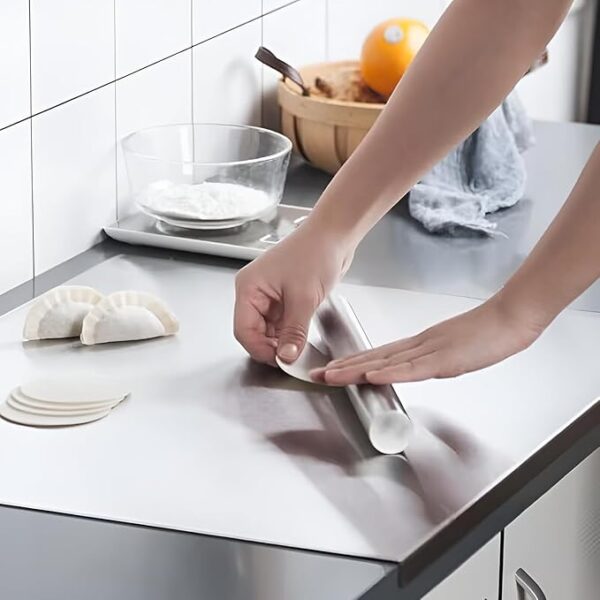 Vasukie 304 Stainless Steel Chopping Board for Kitchen | Non Slip| Rust Proof | Easy to use| Round Edge| Heavy Duty Chopping Board Vegetable, Meats Vegetable Chopper Board Safe Durable (Table TOP) - Image 2