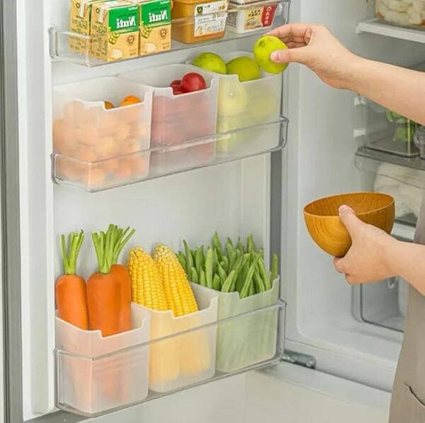 Skylike 6 fridge Storage Boxes Multipurpose Containers for Storage Fridge Storage Containers Refrigerator Side Door Organizer for Fridge kitchen Fruits, Vegetables Storage Containers - Transpar - Image 4