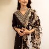 Ethnic Motifs Embroidered Regular Thread Work Kurta with Salwar & Dupatta - Image 3