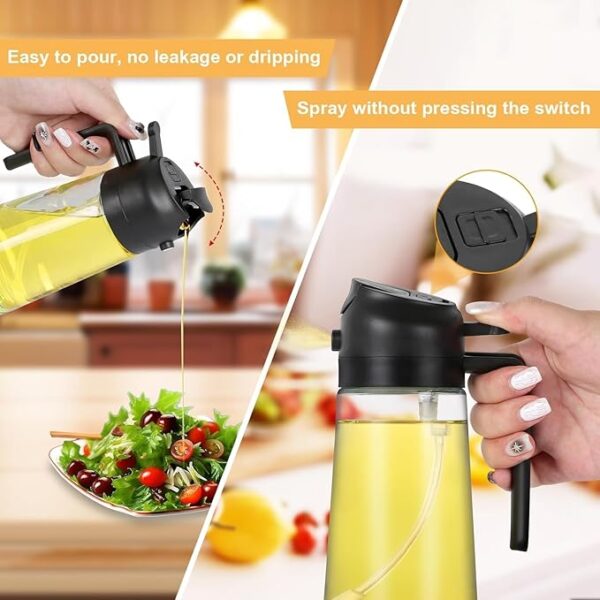 Kettlekane 500ml 2 in 1 Olive Oil Sprayer and Oil Dispenser Bottle for Kitchen, Glass Oil Bottle with Premium Nozzle, Oil Sprayer for Air Fryer, Salad,BBQ,Roasting (Multi Color) (Pack of 1) - Image 4