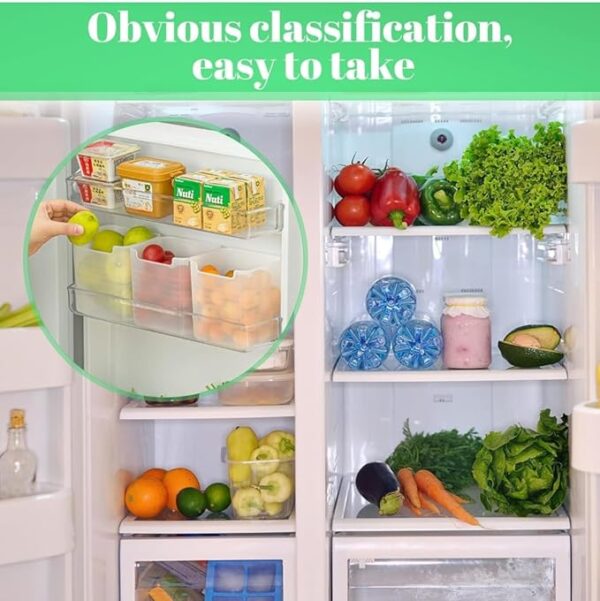 Skylike 6 fridge Storage Boxes Multipurpose Containers for Storage Fridge Storage Containers Refrigerator Side Door Organizer for Fridge kitchen Fruits, Vegetables Storage Containers - Transpar - Image 2