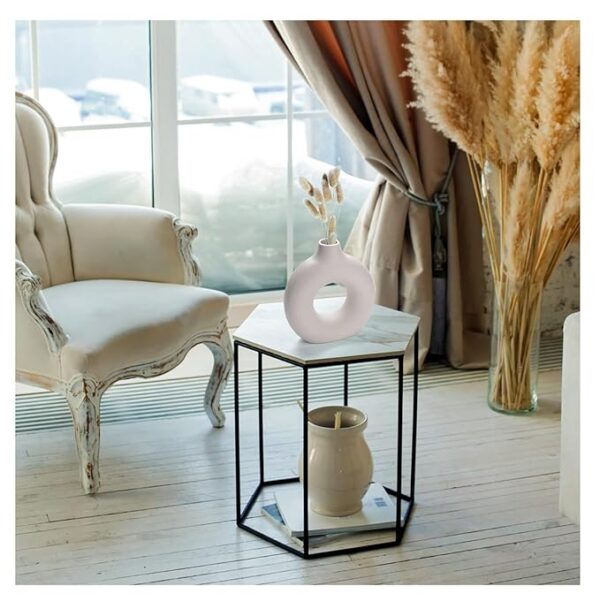 SPHINX Ceramic Donut Vase, Flower Vase Pampas Grass Vase, Vase Home Decor Centrepiece Decor for Home, Office, or Gifts-Vase Only - (White, 6 inch) - Image 5