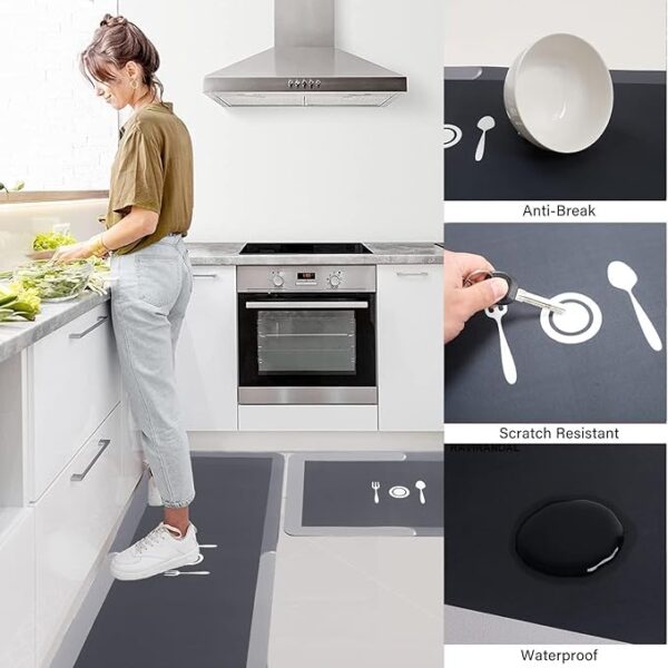 Figment 2 Pcs Kitchen Mats - Waterproof Memory Foam Standing Desk Floor Mat Non Slip Kitchen Rugs, Comfort Runner Rug Floor Mat Carpets For Kitchen Home Office, Sink & Laundry(120 * 40 cm, 40 * 60 cm) - Image 8