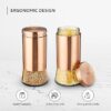 Solimo Rose Gold Bell Bottom Glass Jar | Multipurpose Kitchen Organizer with See-Through Window | 1250ml Set of 2 - Image 2