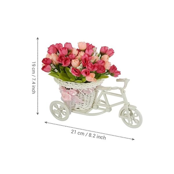 TIED RIBBONS Cycle Shape Flower Vase with Peonies Bunches for Home Decor Center Table Bedroom Living Room Office Bathroom Decorative Gift Items (19 cm x 21 cm) - Image 6