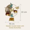 COZY nose - Metal Art Piece for Home Decor | Golden Butterflies with Candle Holder | Home Decor Items for Living Room Show Piece | Table Artifact for Decoration (Round Metallic) - Image 5