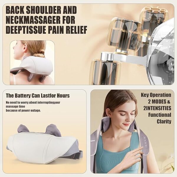 Sellastic Neck Massager for Cervical Pain Relief / Electric Deep Tissue Shiatsu with Infrared Heat Therapy 5D Kneading Massage Machine for Full Body Relax,Neck,Muscles,Back,Shoulder,Legs - 6 Month Warranty - Image 6