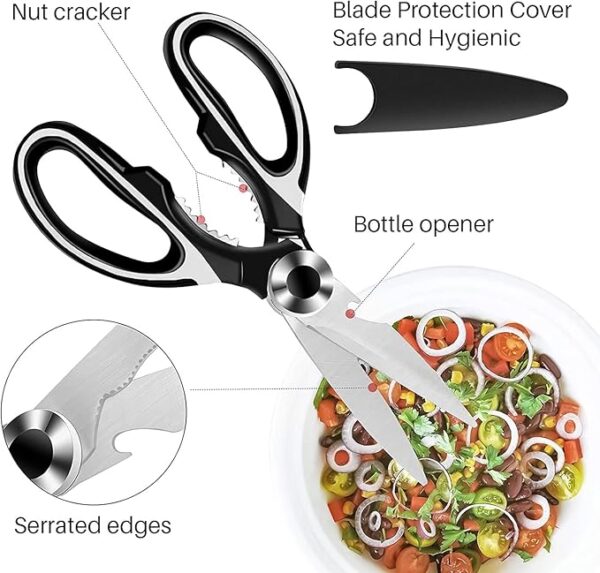 SKYTONE Multi Purpose Made In Japan Kitchen Scissors, food scissors,Premium Stainless Steel Solid Kitchen Shears for Meat, Seafood, Chicken, Vegetables, Herbs, BBQ, Bottle Opener (M1) - Image 5