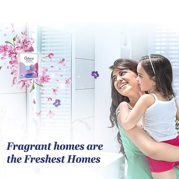 Odonil Bathroom Air Freshener Zipper Mix - 50g (10gx5) | Assorted Pack | Instant & Long Lasting Fragrance | Lasts upto 30 days | Germ Protection | Air Freshener for Bathroom, Toilet, Home & Office - Image 4
