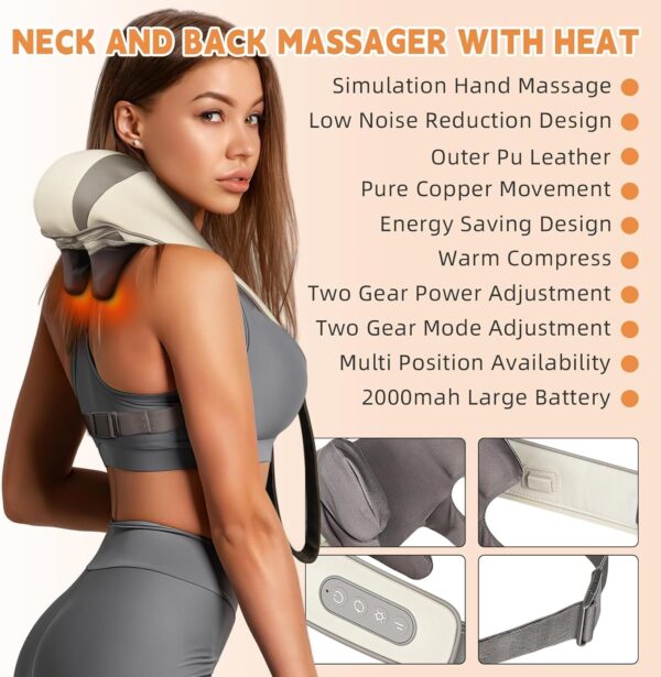 Sellastic Neck Massager for Cervical Pain Relief / Electric Deep Tissue Shiatsu with Infrared Heat Therapy 5D Kneading Massage Machine for Full Body Relax,Neck,Muscles,Back,Shoulder,Legs - 6 Month Warranty - Image 4