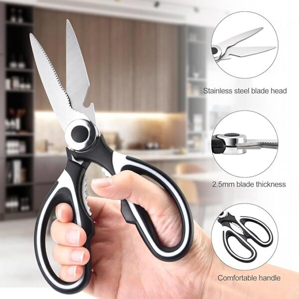 SKYTONE Multi Purpose Made In Japan Kitchen Scissors, food scissors,Premium Stainless Steel Solid Kitchen Shears for Meat, Seafood, Chicken, Vegetables, Herbs, BBQ, Bottle Opener (M1)