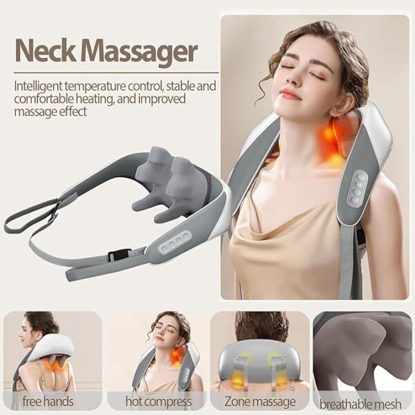 Sellastic Neck Massager for Cervical Pain Relief / Electric Deep Tissue Shiatsu with Infrared Heat Therapy 5D Kneading Massage Machine for Full Body Relax,Neck,Muscles,Back,Shoulder,Legs - 6 Month Warranty - Image 3