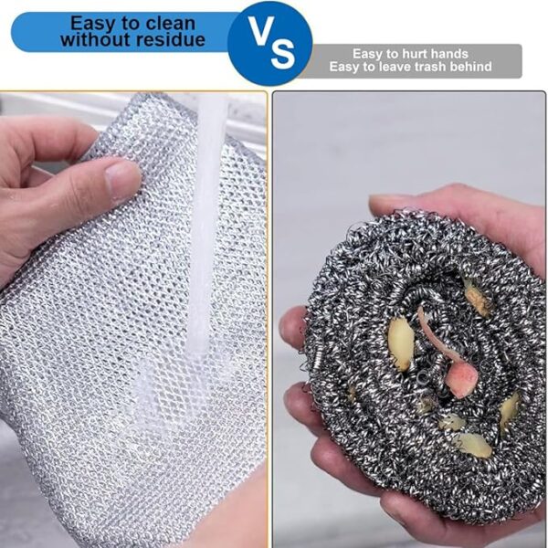 DALUCI 6 Pcs Non Scratch Dish Wash Cloth Scrub | Steel Wire Dish Cloth | Dishwashing Rags for Wet and Dry | Stainless Steel Scrubber for Utensils | Cleaning coth for Washing Dishes Sinks Counters - Image 3