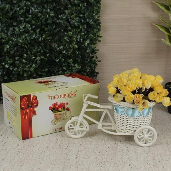 TIED RIBBONS Cycle Shape Flower Vase with Peonies Bunches for Home Decor Center Table Bedroom Living Room Office Bathroom Decorative Gift Items (19 cm x 21 cm) - Image 2
