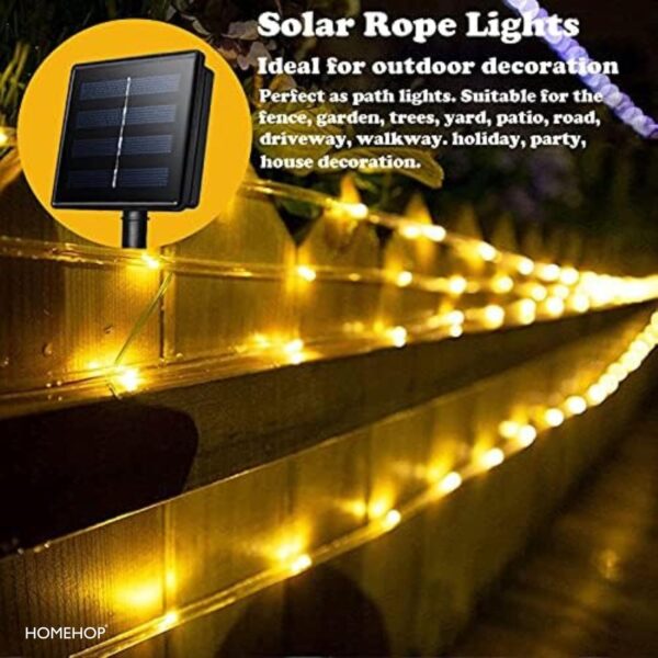 Homehop Decorative Solar Light 200Leds Waterproof String Pipe Lamp for Outdoor, Garden, Home Decor, and Tree with 8 Lighting Modes ‎Warm White,800Mah(20 M ABS+PC) - Image 2