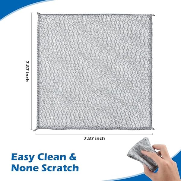 DALUCI 6 Pcs Non Scratch Dish Wash Cloth Scrub | Steel Wire Dish Cloth | Dishwashing Rags for Wet and Dry | Stainless Steel Scrubber for Utensils | Cleaning coth for Washing Dishes Sinks Counters - Image 5