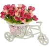 TIED RIBBONS Cycle Shape Flower Vase with Peonies Bunches for Home Decor Center Table Bedroom Living Room Office Bathroom Decorative Gift Items (19 cm x 21 cm) - Image 3