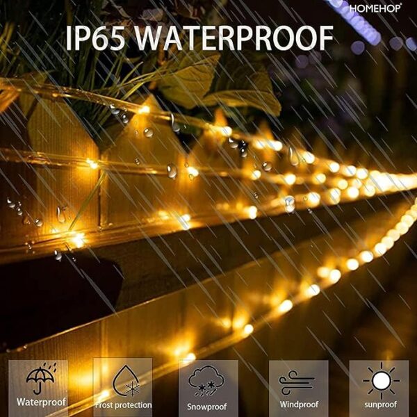 Homehop Decorative Solar Light 200Leds Waterproof String Pipe Lamp for Outdoor, Garden, Home Decor, and Tree with 8 Lighting Modes ‎Warm White,800Mah(20 M ABS+PC) - Image 5