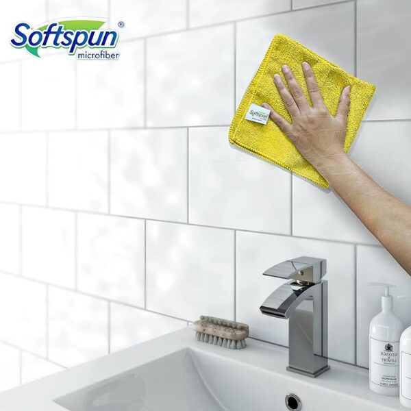 SOFTSPUN Microfiber Cleaning Cloths, 12pcs 30x30cms 220 GSM Multi-Colour! Highly Absorbent Lint and Streak Free Multi -Purpose Wash Cloth for Kitchen Window Stainless Steel Silverware. - Image 2