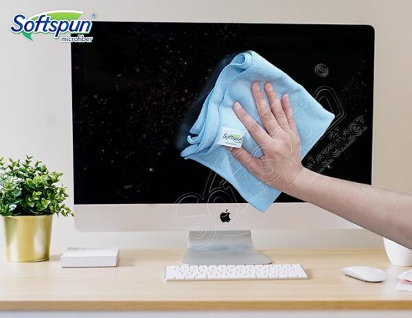 SOFTSPUN Microfiber Cleaning Cloths, 12pcs 30x30cms 220 GSM Multi-Colour! Highly Absorbent Lint and Streak Free Multi -Purpose Wash Cloth for Kitchen Window Stainless Steel Silverware. - Image 4