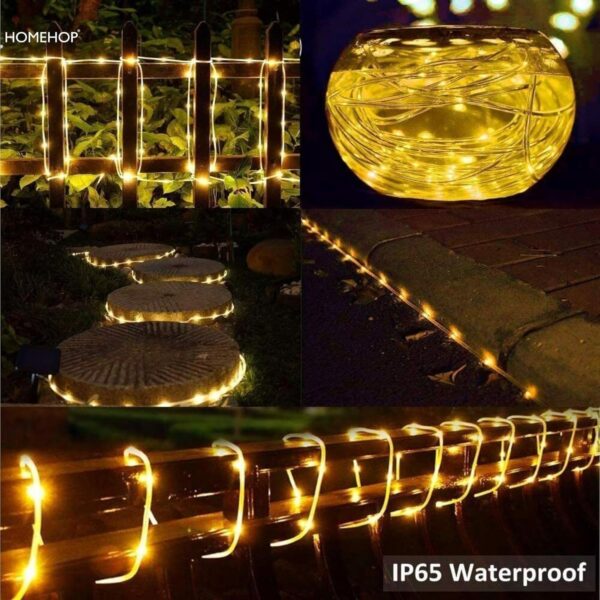 Homehop Decorative Solar Light 200Leds Waterproof String Pipe Lamp for Outdoor, Garden, Home Decor, and Tree with 8 Lighting Modes ‎Warm White,800Mah(20 M ABS+PC) - Image 6